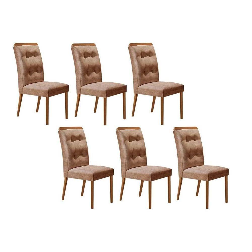 Cadeira de Cozinha Imperatriz Kit 6 Un Capuccino/Suede Capuccino - Rufato