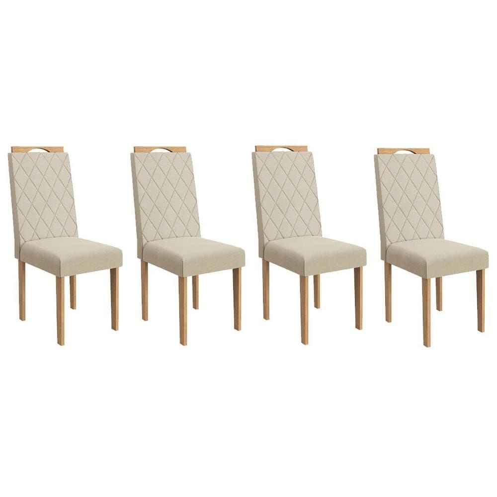 Cadeira de Cozinha 2CAD153EA Kit 4 Un Eucalipto/Linho Areia A052 - Kappesberg