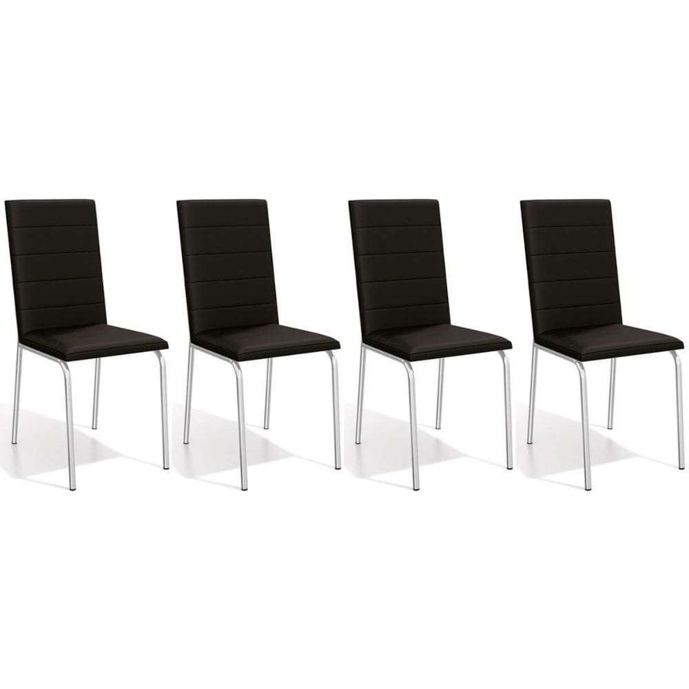 Cadeira de Cozinha Amsterdã C091 Kit 4 Un Cromada/Preto 110 - Kappesberg