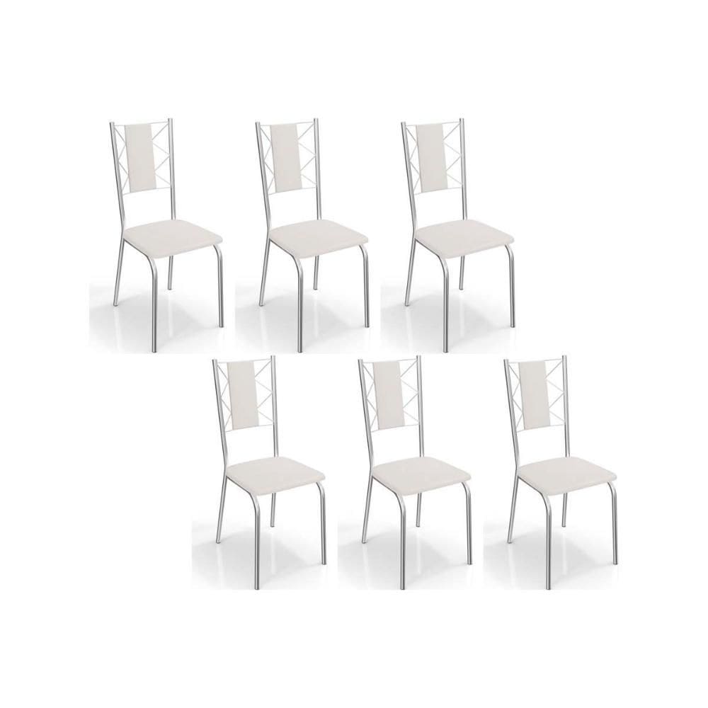 Cadeira de Cozinha Lisboa C076 Kit 6 Un Cromada/Branco 106 - Kappesberg