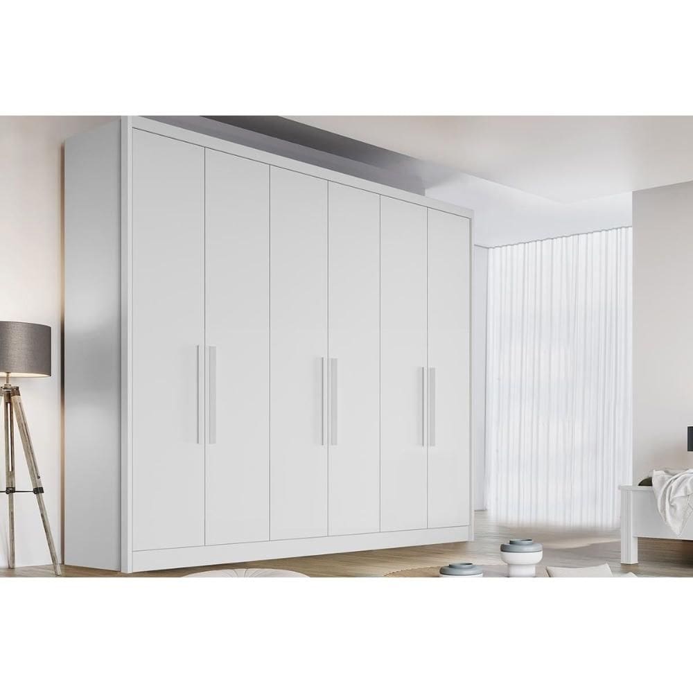 Guarda Roupa 6 Portas e 4 Gavetas New Vértice/Messina Branco - Novo Horizonte