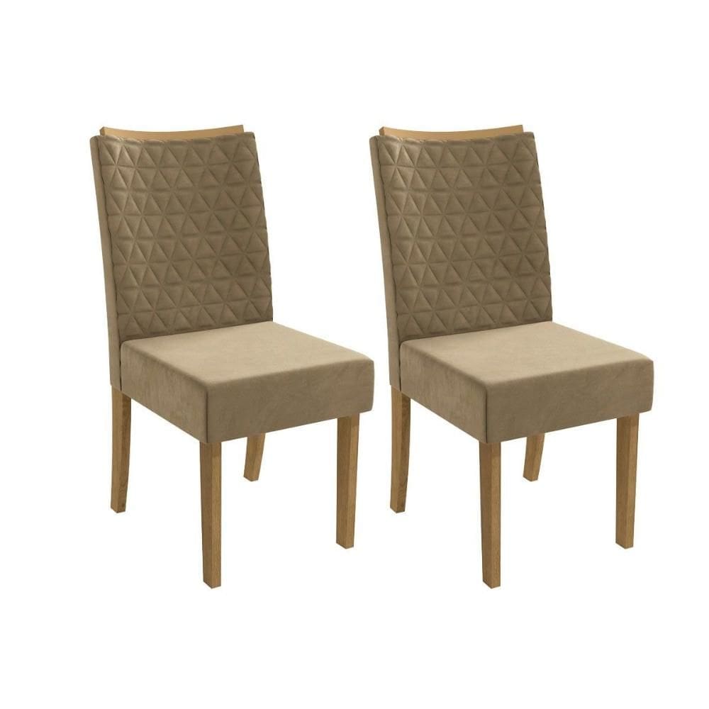 Cadeira de Cozinha 2CAD129 Kit 2 Un Canela/Suede Bege - Kappesberg