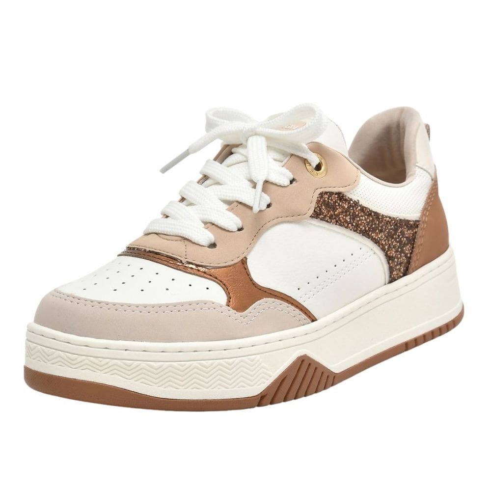 Tênis Feminino Casual Conforto Flatform Glitter Via Marte