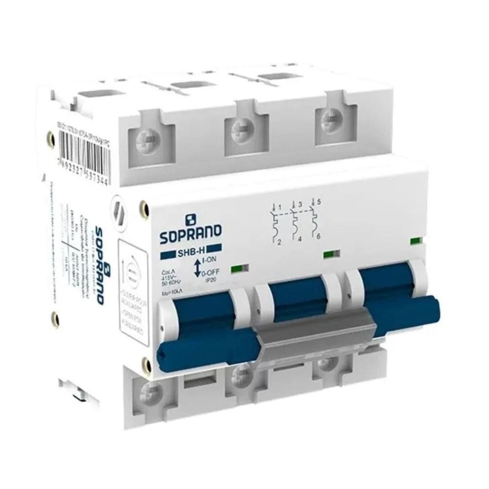 Disjuntor Tripolar Soprano SHB3 H-90A - 10 kA