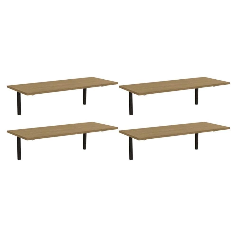 Módulo de Quarto Casal Kit 4 Prateleiras Industrial LI009 21x72x29 Freijo/Preto - Kappesberg