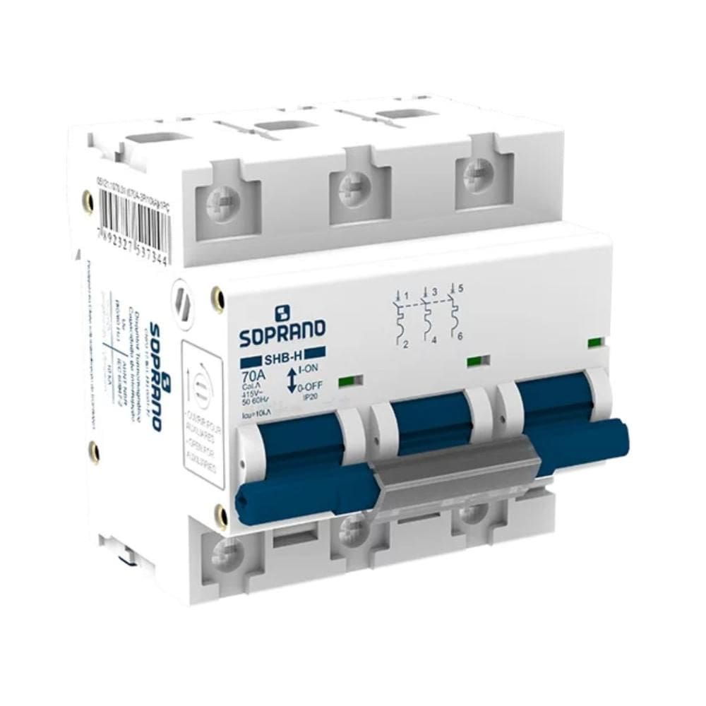 Disjuntor Tripolar Soprano SHB3 H-70A - 10 kA