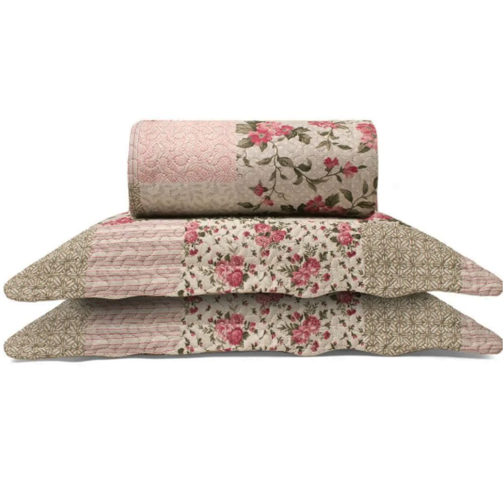 Cobre Leito Buettner King Microfibra Renove Estampado Solace 3 Peças Bege
