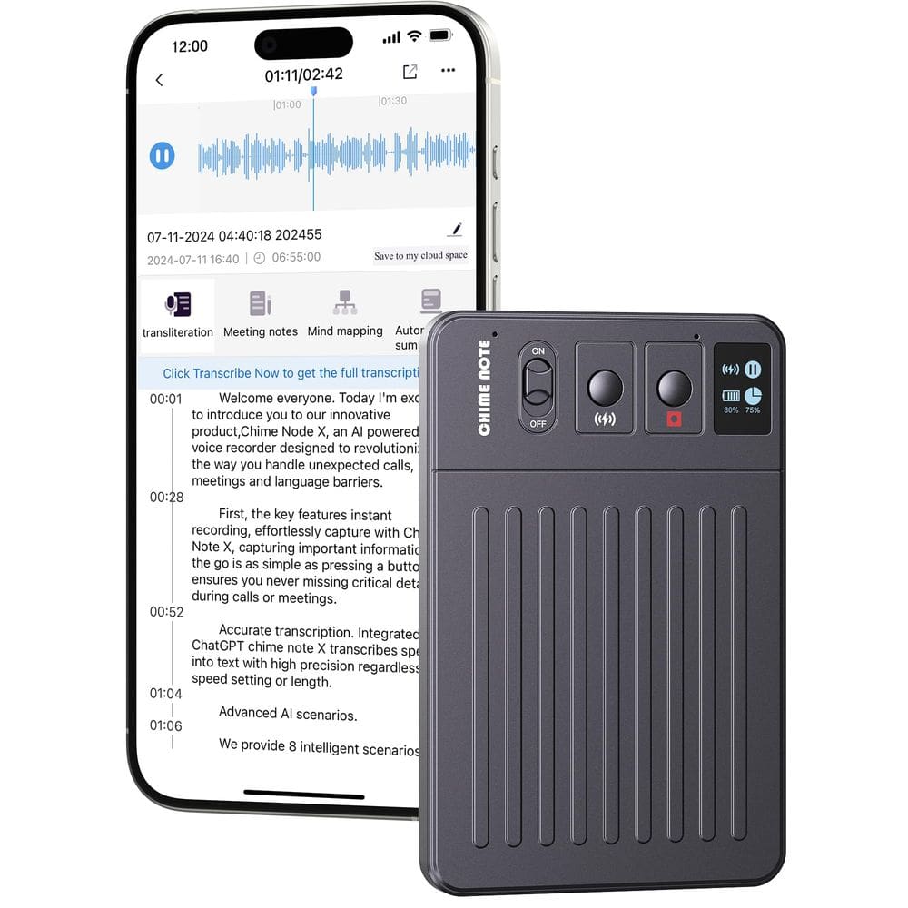 Gravador de voz ClicoByte AI Voice Recorder 64GB de memória 107 idiomas