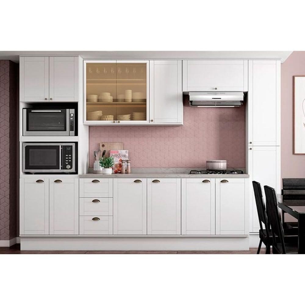 Cozinha Modulada Completa Bella 7 Peças (2Aéreos+2Balcões+1Paneleiro+1TorreQuente+1Complemento) C7P198 Branco - Carraro