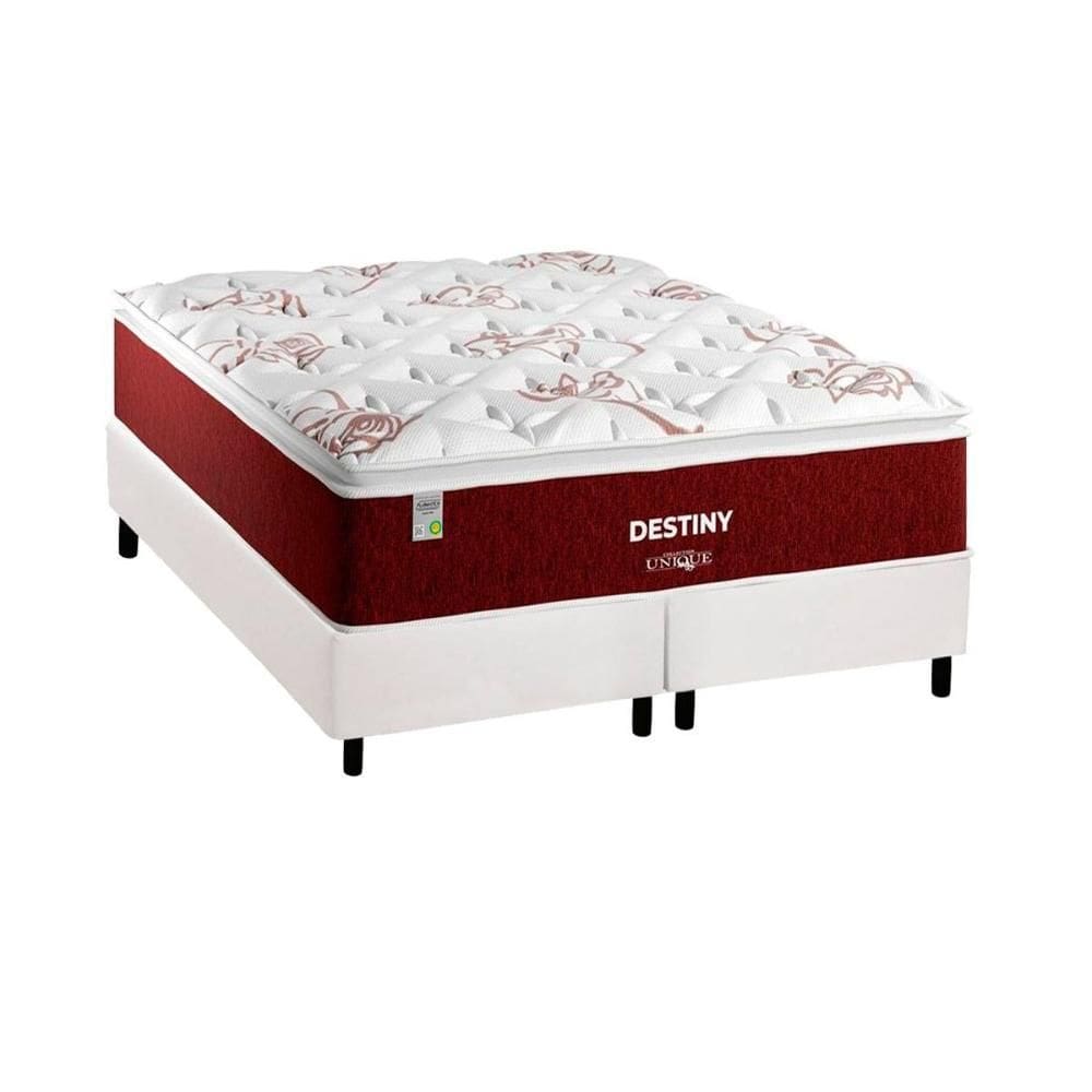 Conjunto Box Queen: Colchão Molas Plumatex Superlastic Destiny + Base CRC Courano White (158x198)