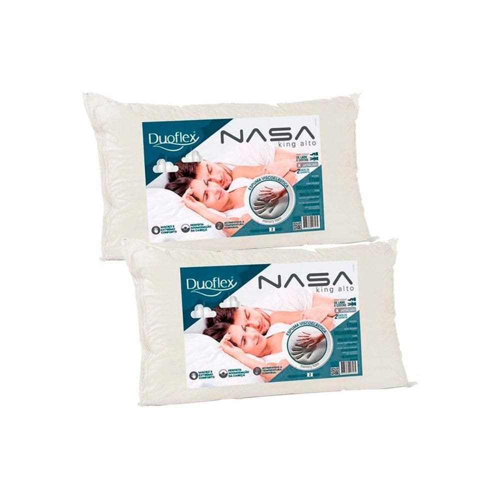 Travesseiro Viscoelástico Nasa Luxo King NN1016 Kit c/ 2 Un (90x50) - Duoflex