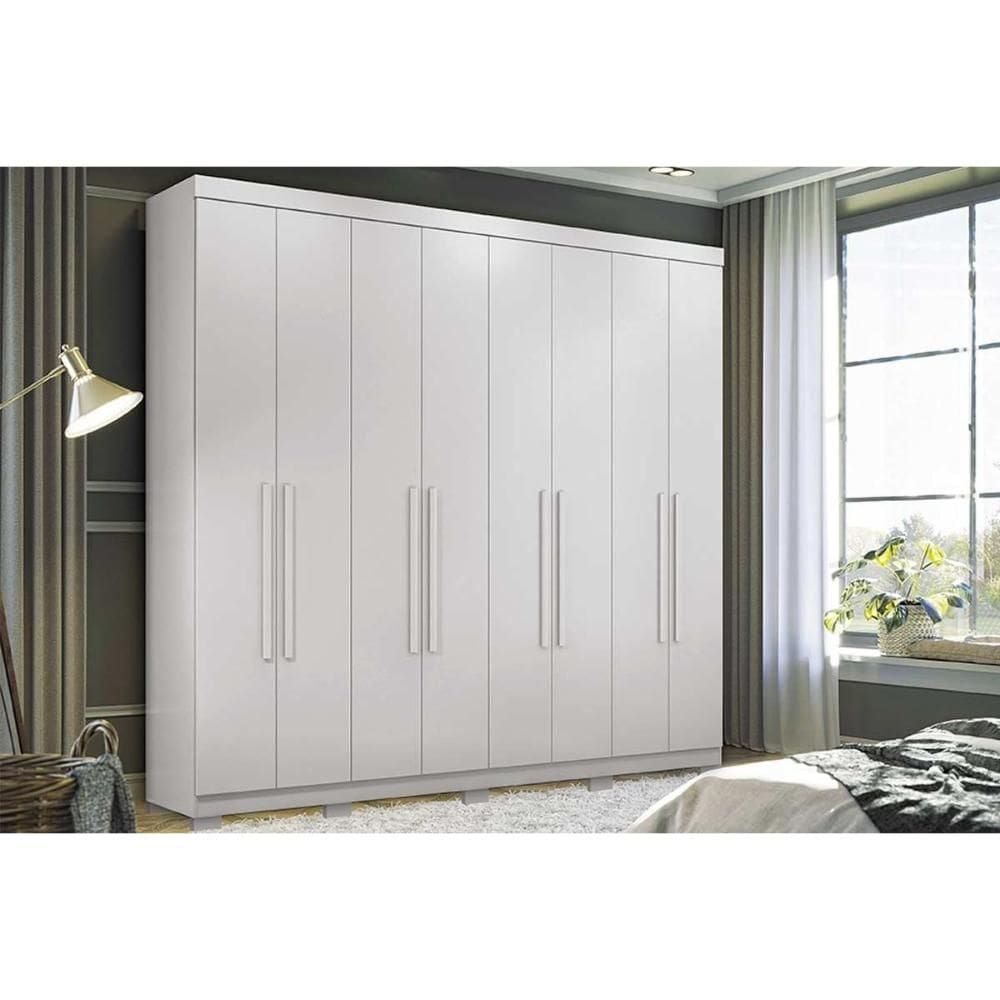 Guarda Roupa 8 Portas e 4 Gavetas c/ Pés Master New 8.4 Branco - Santos Andirá