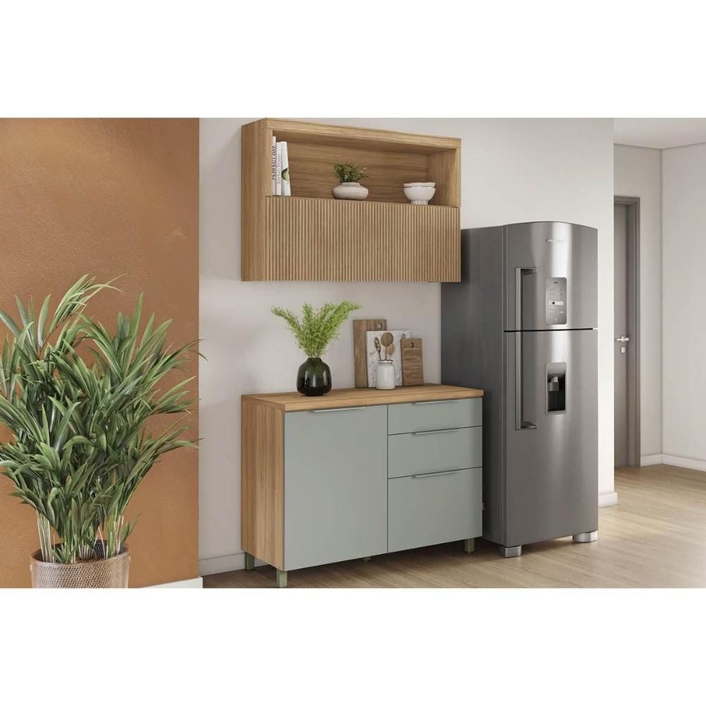 Cozinha Modulada Completa Marquesa 2 Peças (1Aéreo+1Balcão) C2P29 Nature - Nesher
