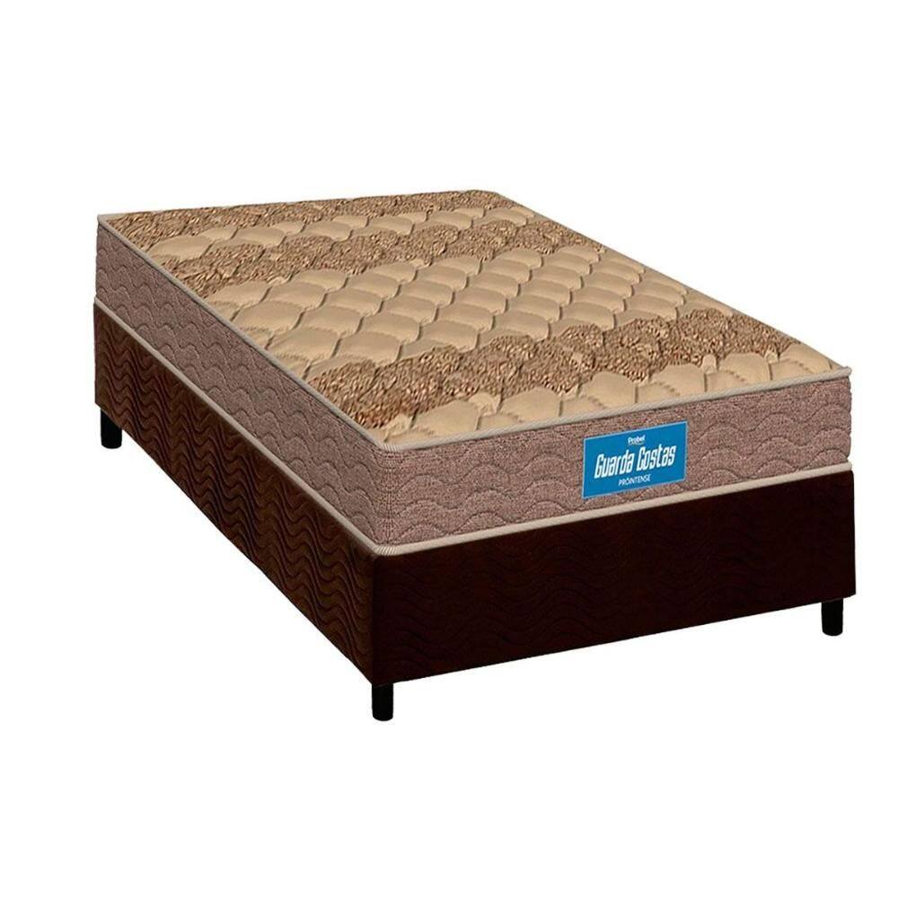 Conjunto Box Solteiro: Colchão Anatômico Probel D33 Firmepedic Guarda Costas PróIntense Brown + Base CRC Suede Brown (88x188)