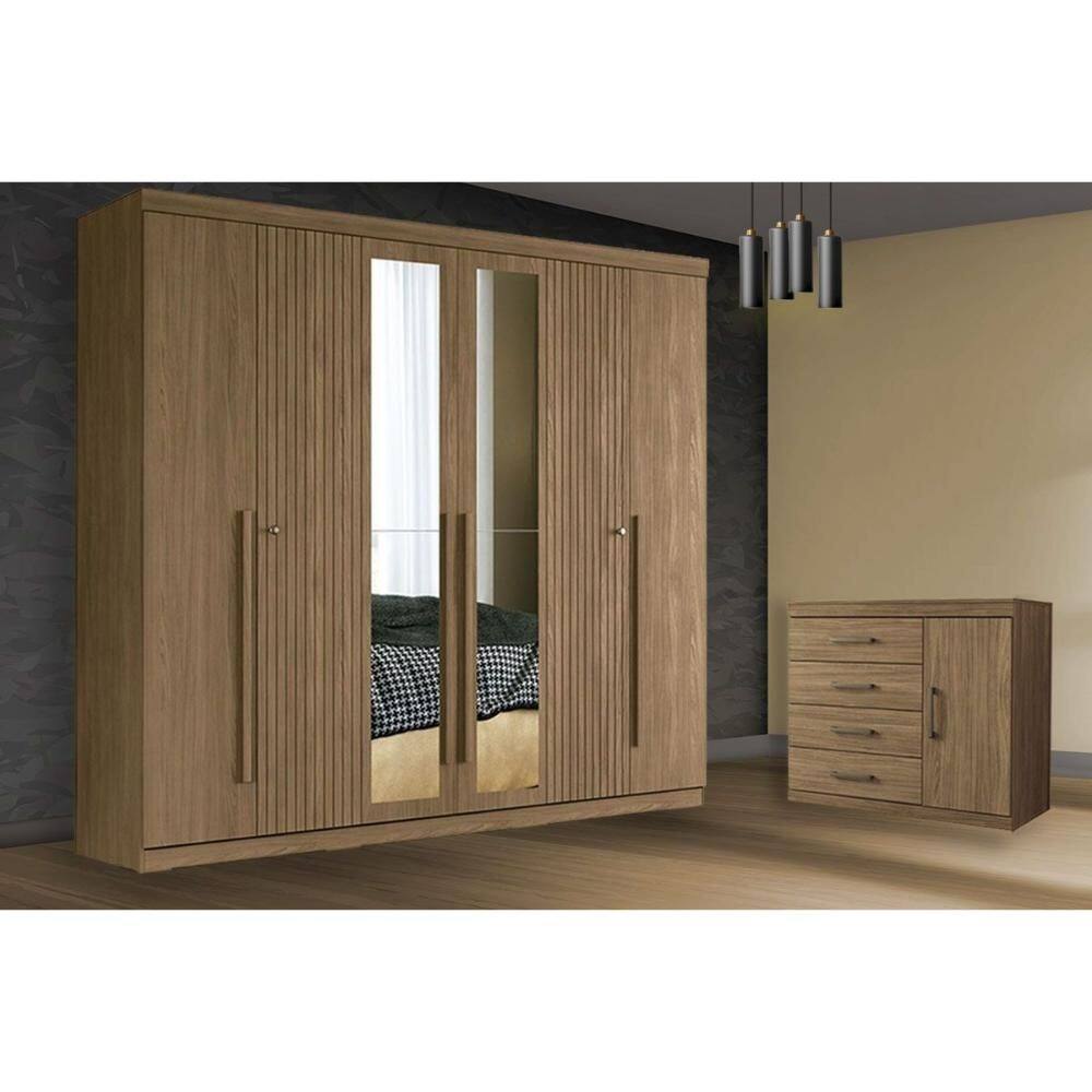Guarda Roupa 2 Peças (1GuardaRoupa+1Cômoda) QC193 Jatobá - Santos Andirá