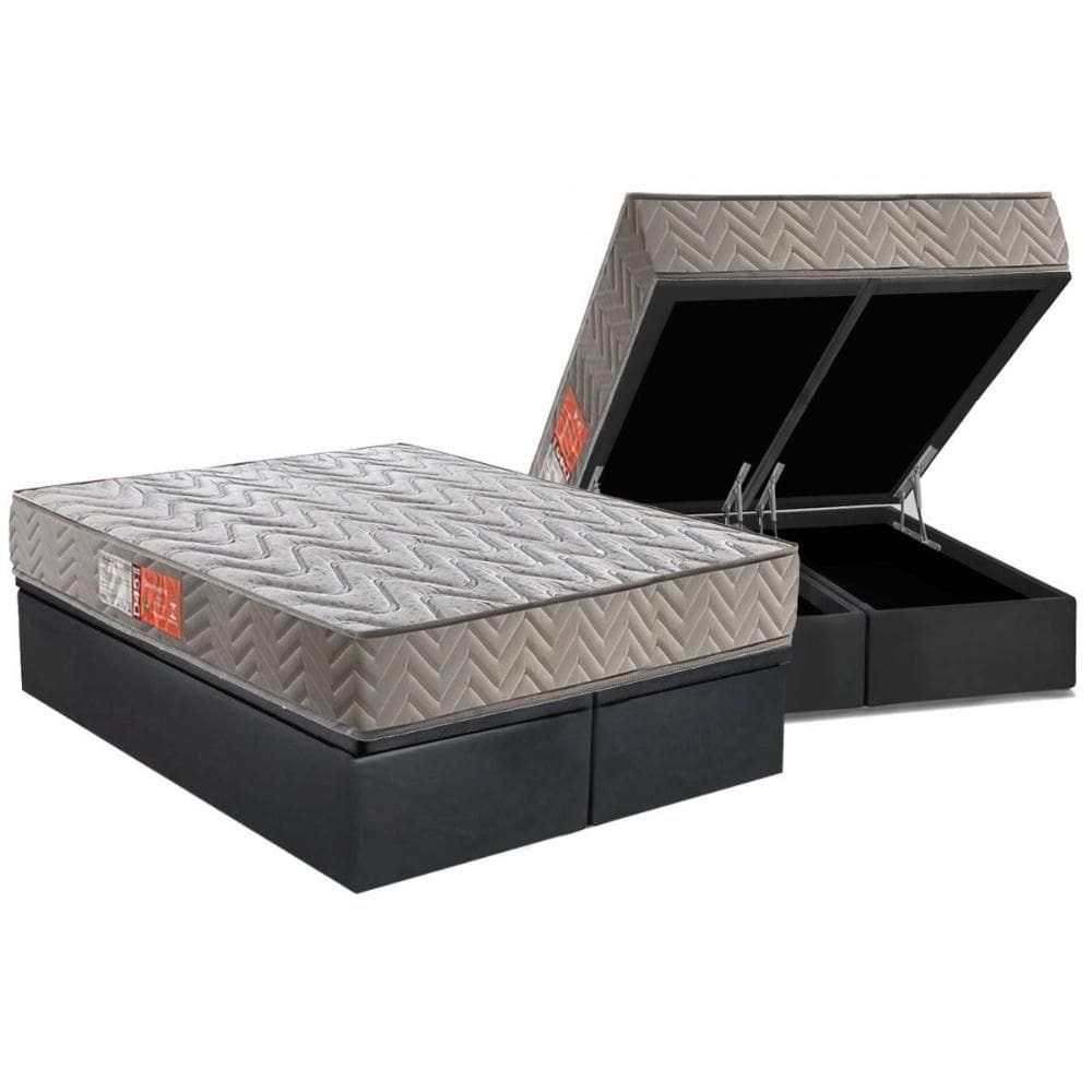 Conjunto Box Baú Queen: Colchão Espuma Paropas D45 Pasquale Gray + Base CRC Suede Gray (158x198)