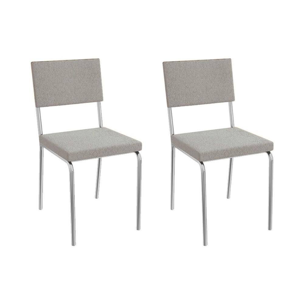 Cadeira de Cozinha Zaria 2C128 Aço Kit 2 Uni Cromado/Boucle Cinza - Kappesberg