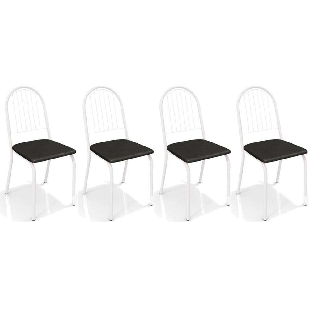 Cadeira de Cozinha Noruega 2C077 Kit 4 Un Branco Fosco/Preto 110 - Kappesberg