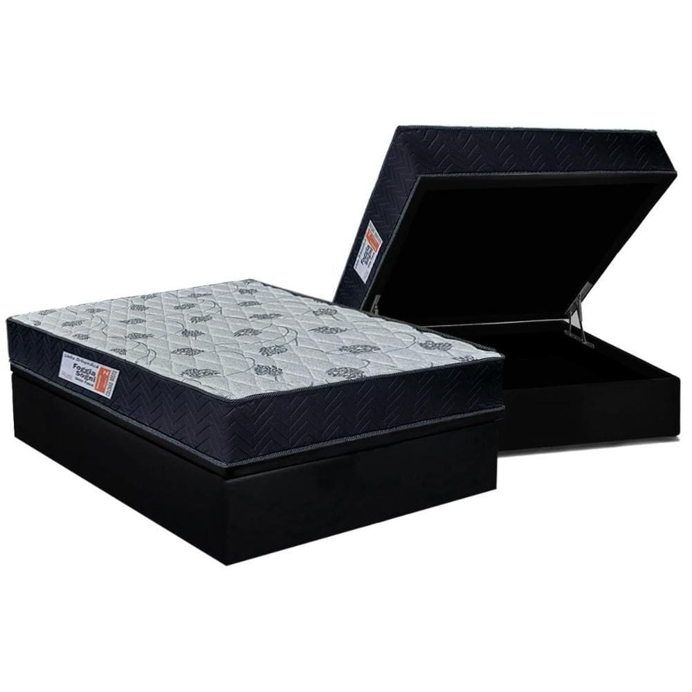 Cama Box Baú Casal: Colchão Anatômico Orthoflex Foggia Sogni Unic Face + Base CRC Suede Black (138x188)