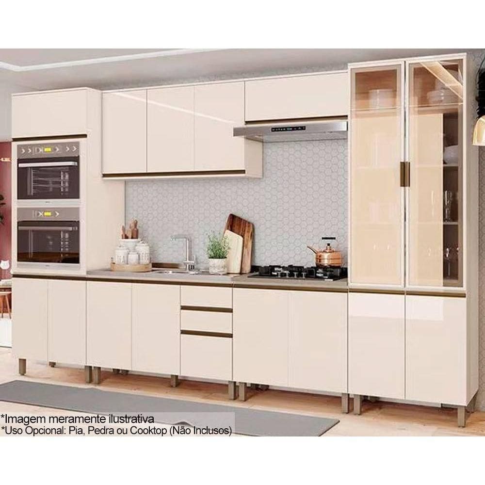 Kit de Cozinha Completa 7 Peças Connect (2Aéreos+2Balcões+2Paneleiros+1Complemento) C5P89 Off White - Henn