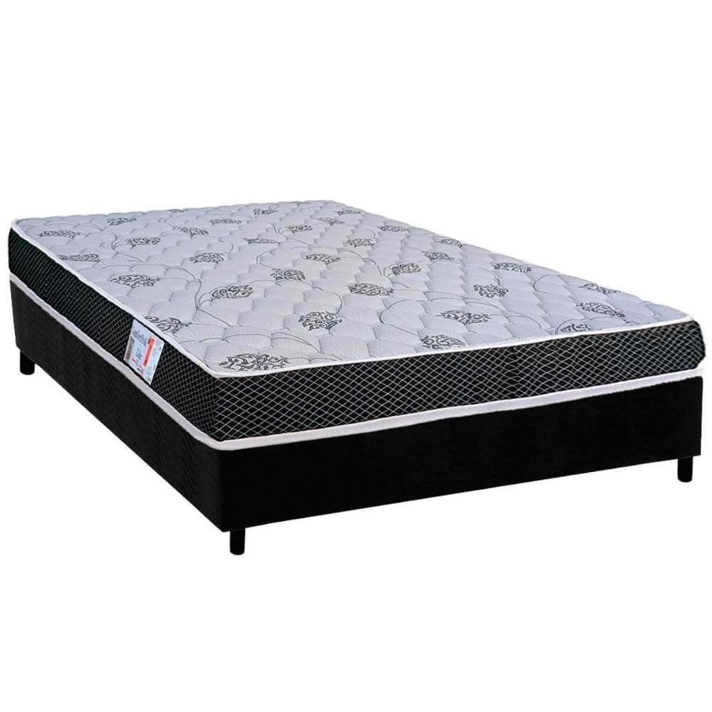 Conjunto Box Casal: Colchão Espuma Orthoflex D20 ComfortPedic + Base CRC Suede Black (138x188)