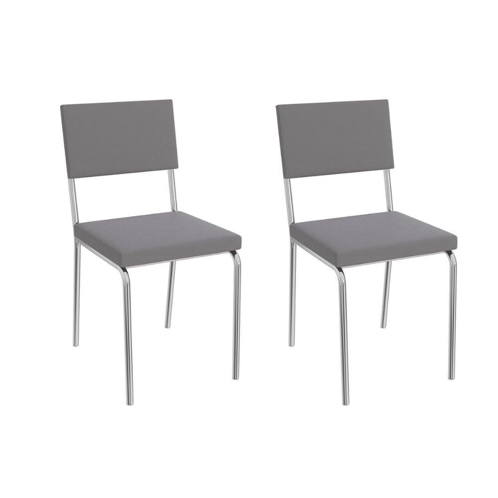 Cadeira de Cozinha Zaria 2C128 Aço Kit 2 Uni Cromado/Suede Cinza - Kappesberg