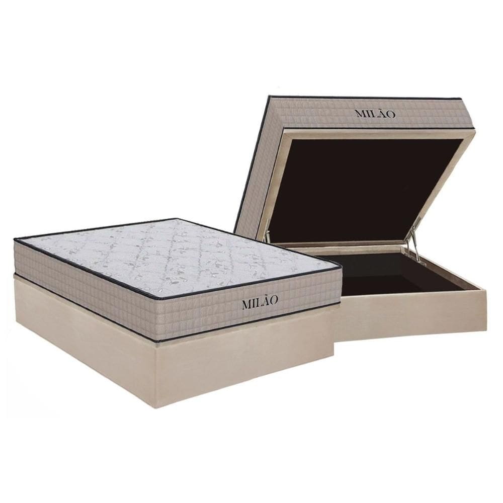 Cama Box Baú Casal: Colchão Espuma D33 Orthoflex Milão + Base CRC Suede Clean (138x188)