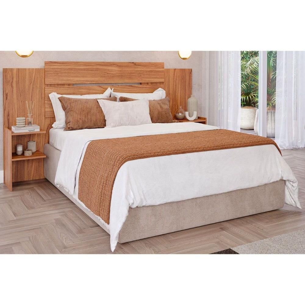 Painel Cama Box Madeirado Solteiro/Casal/Queen Mila Cinamomo - Panan