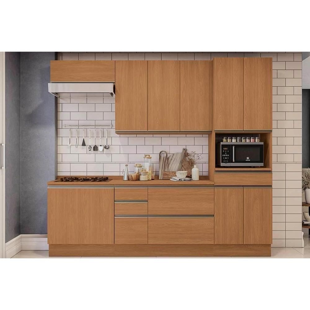 Cozinha Modulada Completa Maxxi 7 Peças (2Aéreos+2Balcões+1Paneleiro+2Complementos) C7P28 Canela - Kappesberg