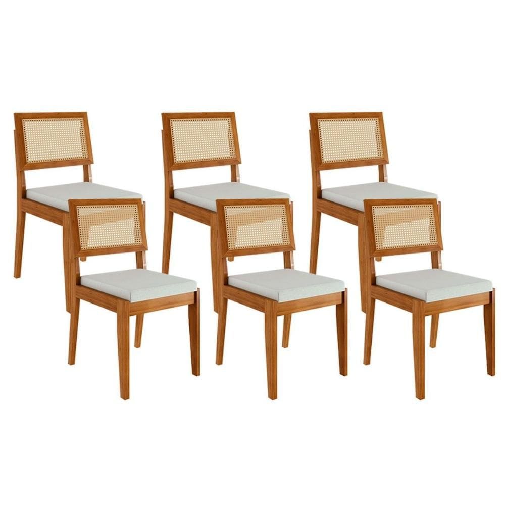 Cadeira de Cozinha Rainha Kit 6 Uni Natural - Nesher