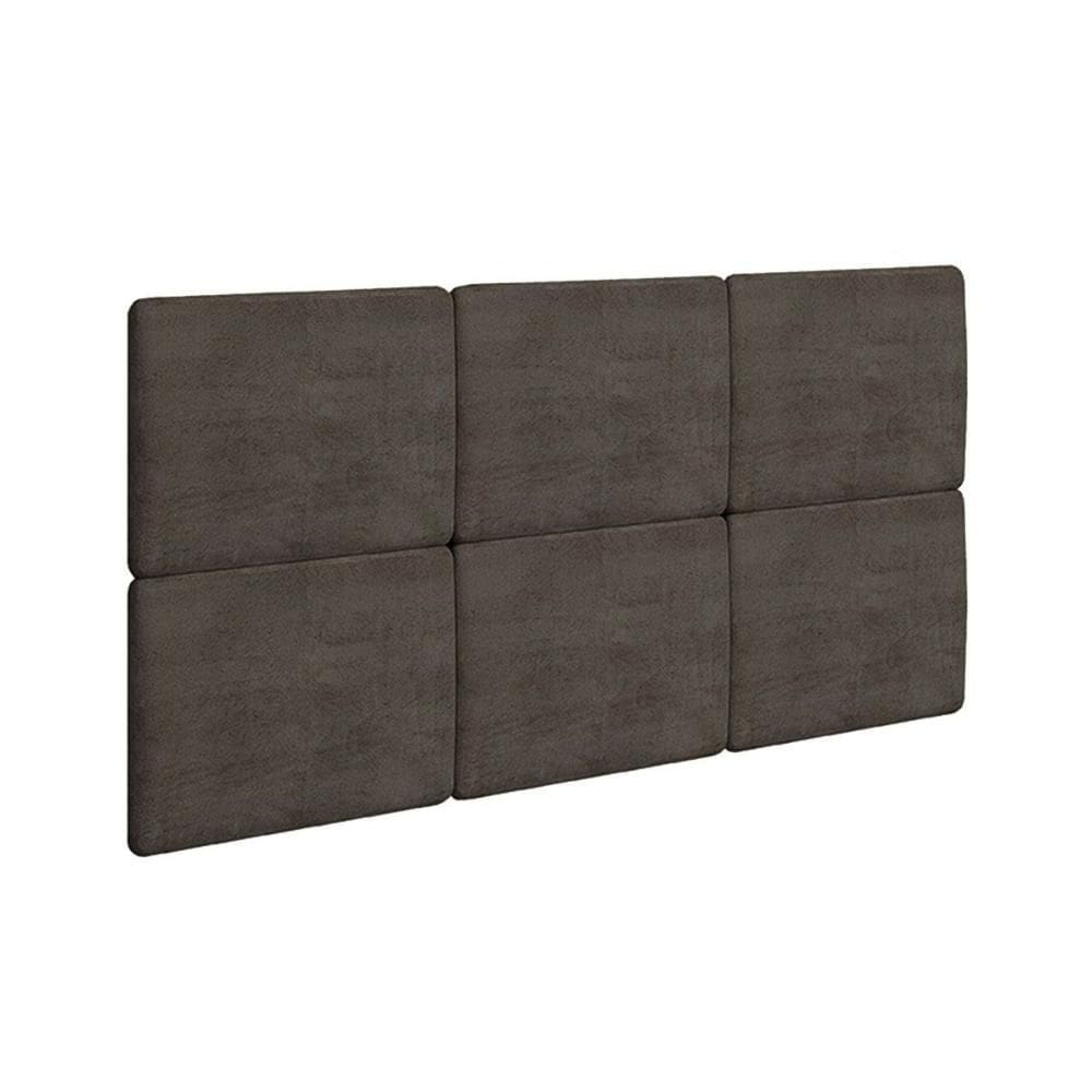 Painel de Cama Box Estofada Modulada Lucca (3un) Casal/Queen - Suede Grafite - Rufato