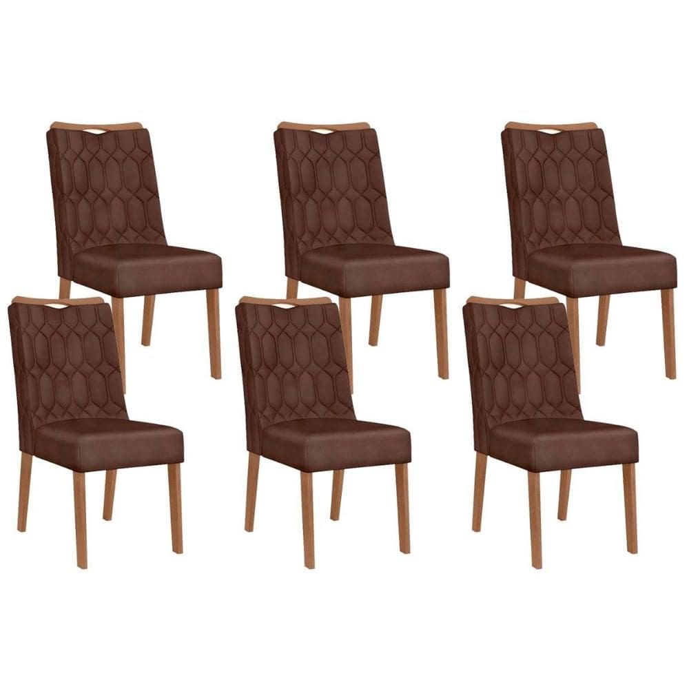 Cadeira de Cozinha Bia Kit 6 Un Cedro/Suede Moca - DJ Móveis