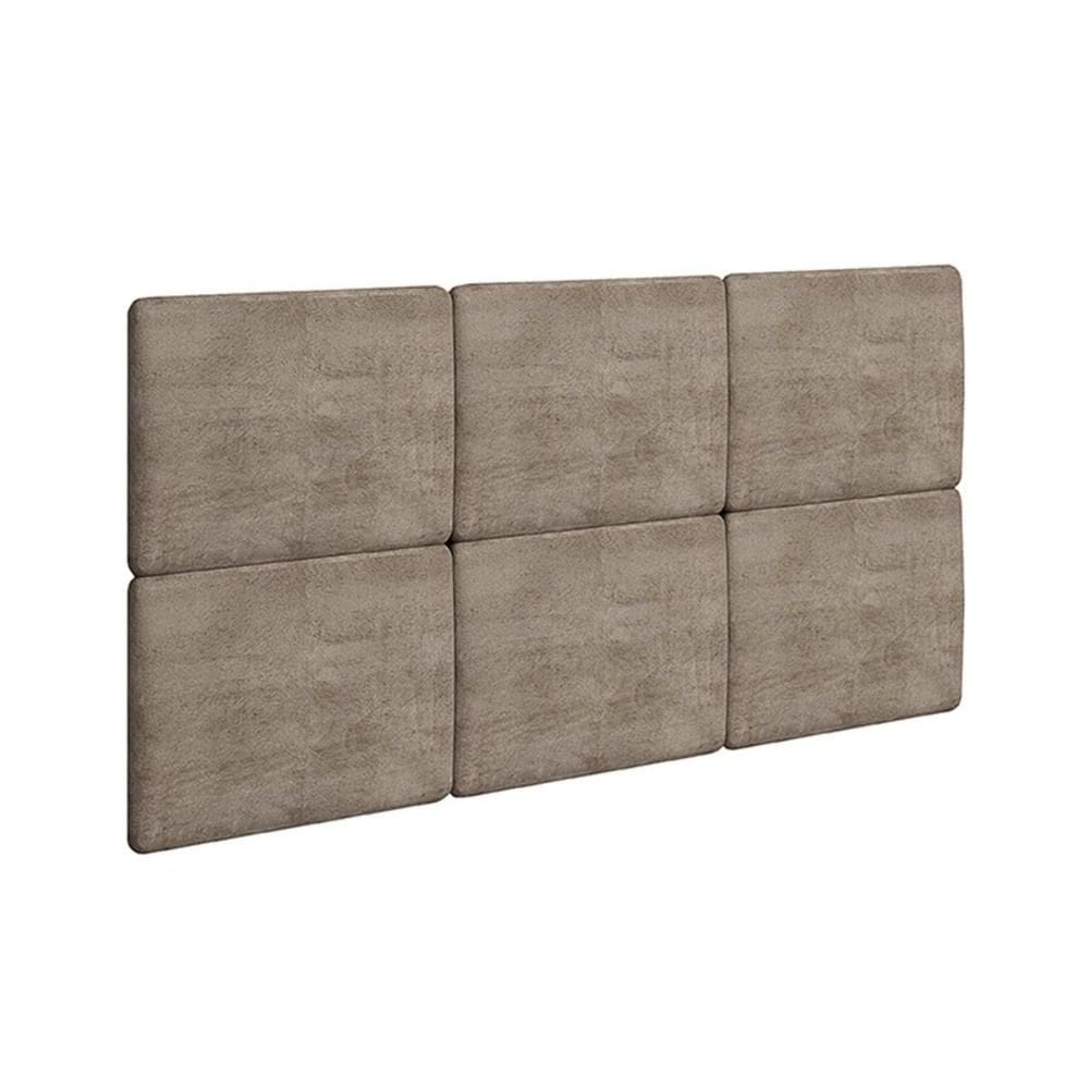Painel de Cama Box Estofada Modulada Lucca (3un) Casal/Queen - Suede Capuccino - Rufato