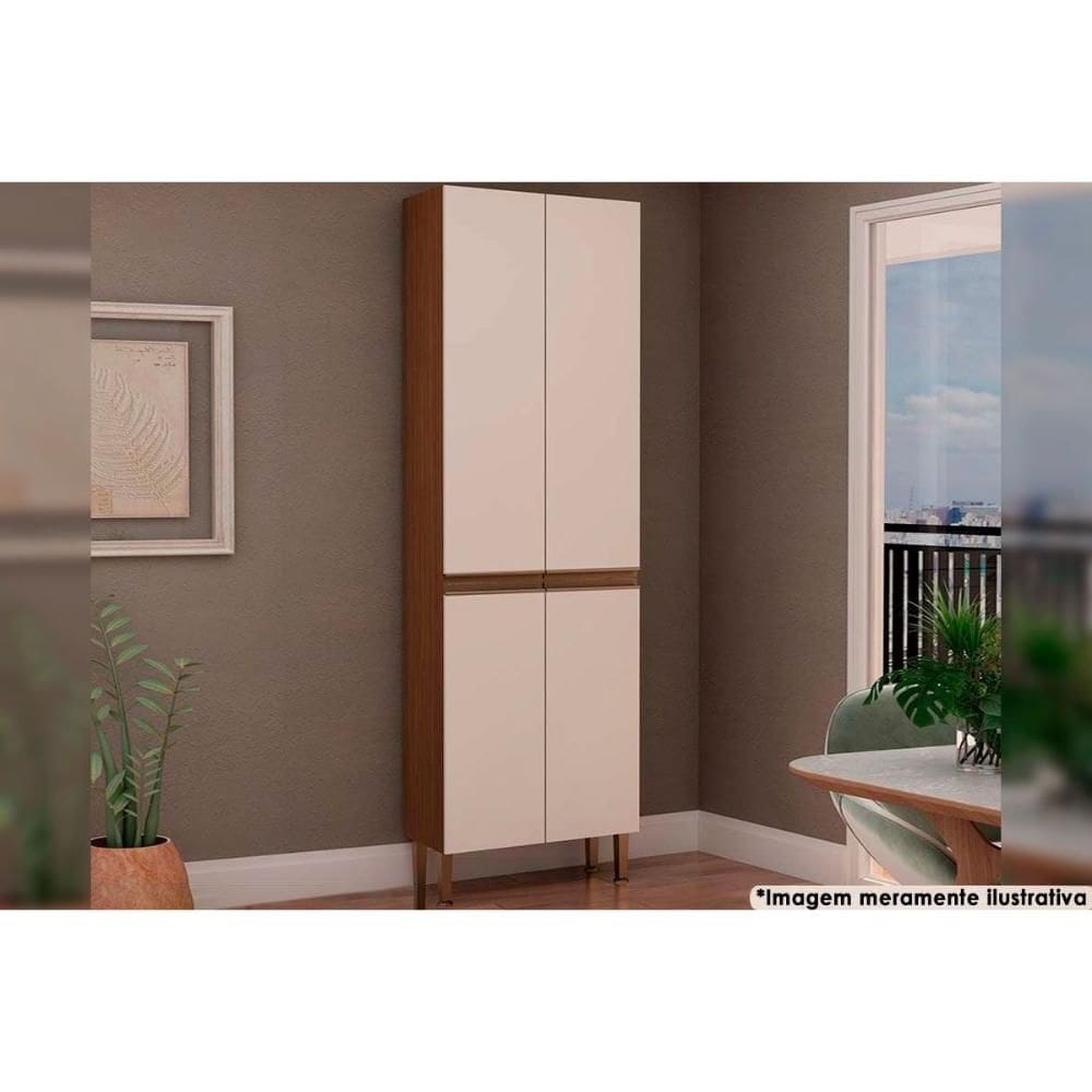 Paneleiro de Cozinha Modulado Conecta c/ 4 Portas Ebano/Off White - Genialflex