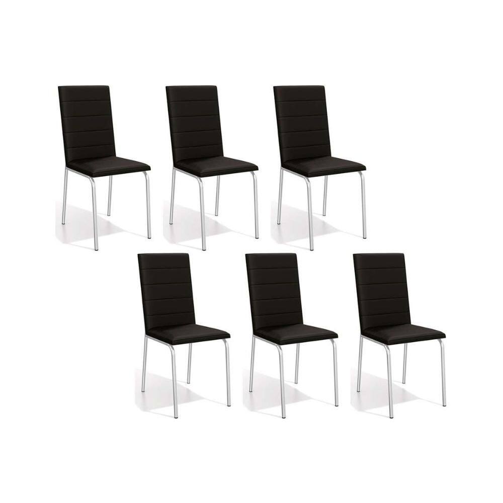 Cadeira de Cozinha Amsterdã C091 Kit 6 Un Cromada/Preto 110 - Kappesberg