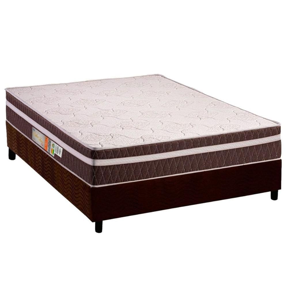 Conjunto Box Casal: Colchão Anatômico Polar D28 Orthoface Vip Brown + Base CRC Suede Brown (138x188)