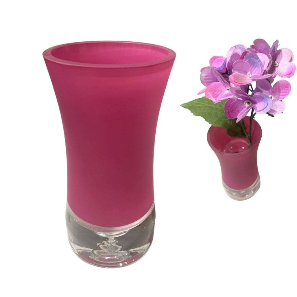Vaso de Vidro Grosso Colors Decorativo Rosa 18cm Espressione