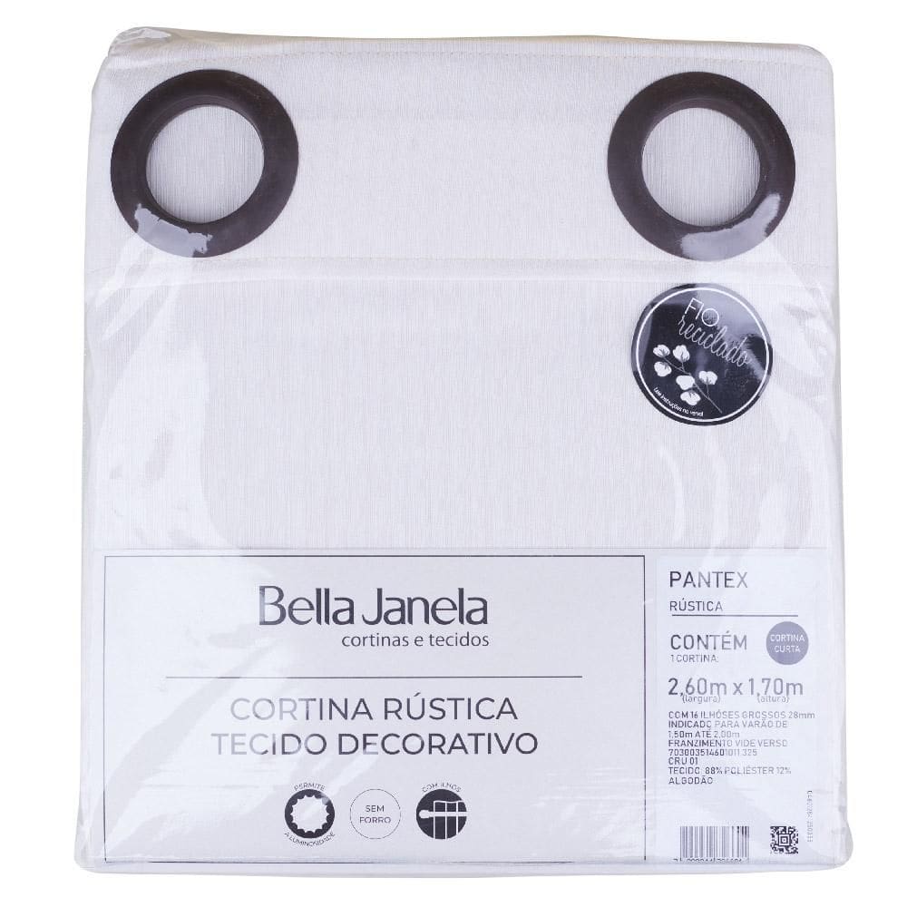 Cortina Rústica Pantex 260x170cm Bella Janela Cru