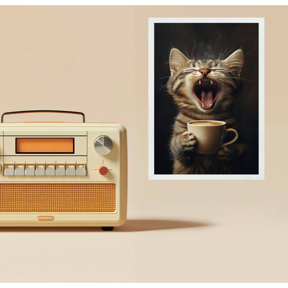Quadro Decorativo Café - Gatinho Com Sono 45X34Cm