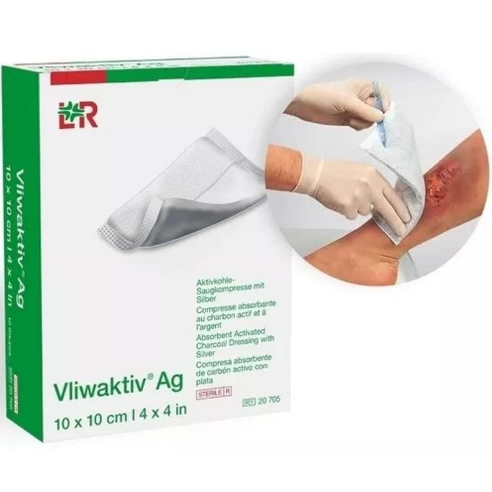 Curativo De Carvão Ativado Vliwaktiv Ag Com Prata 10 X 10 Cm
