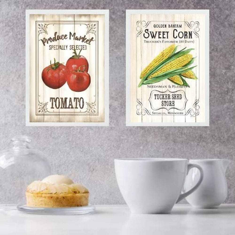 Kit 2 Quadros Vintage Decorar Cozinha 45X34Cm - Com Vidro
