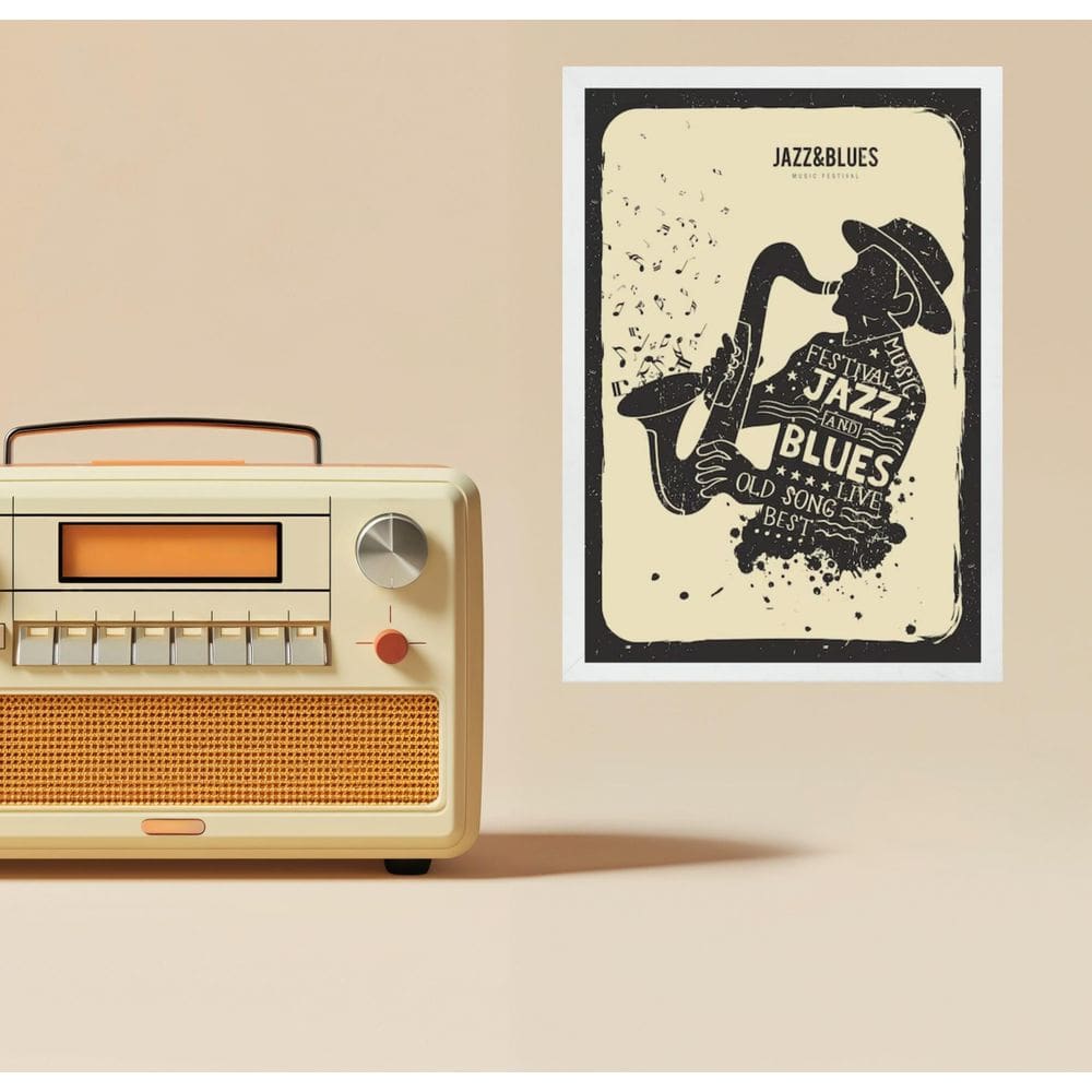 Quadro Decorativo Jazz E Blues - Cartaz 45X34Cm - Com Vidro