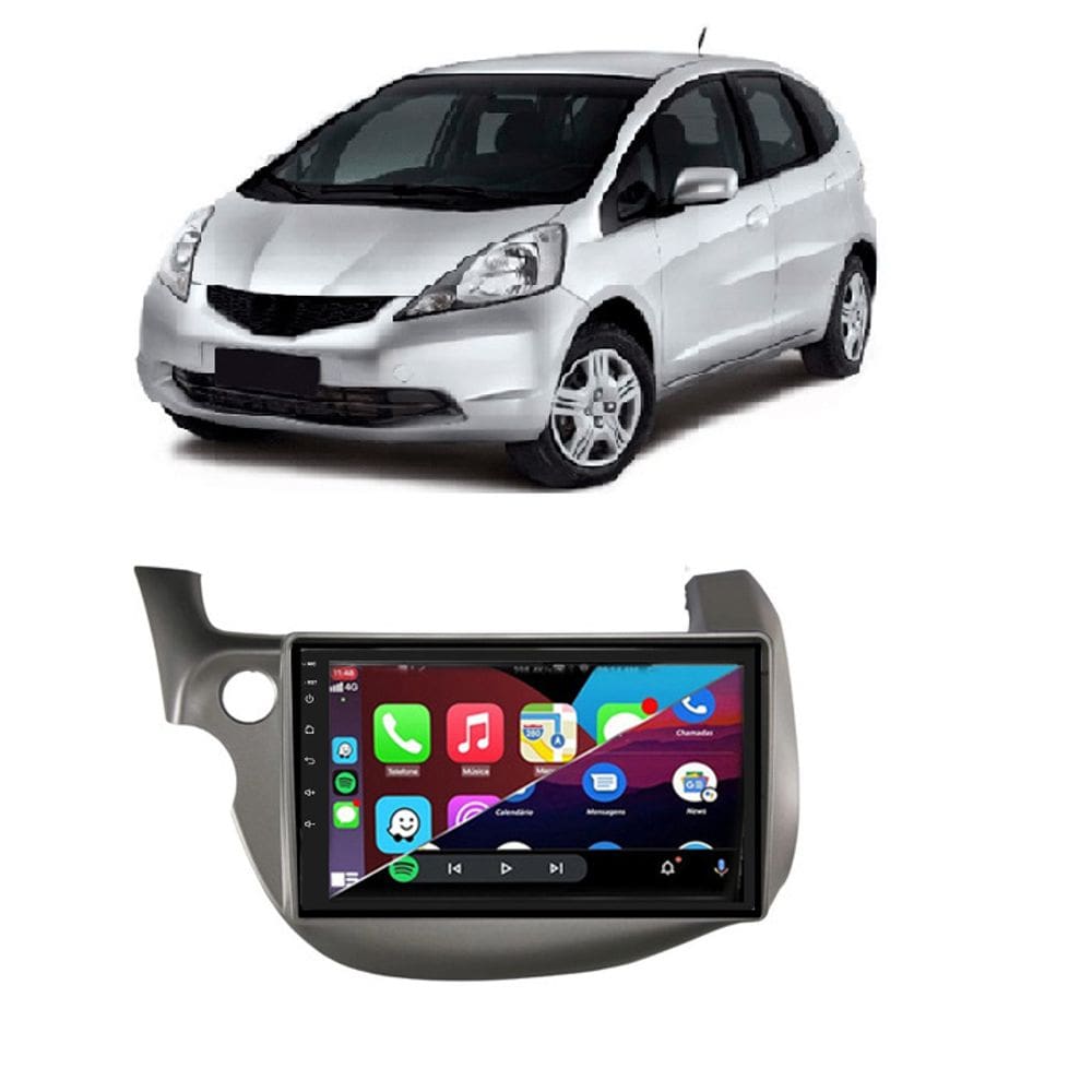 Kit Multimidia New Fit 2009 / 2014 Carplay AndroidAuto 9 Pol - Roadstar 908BR