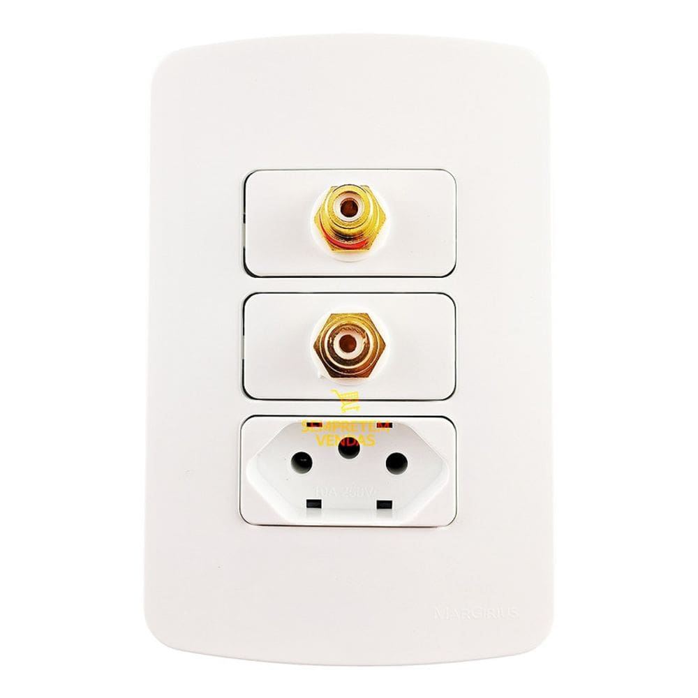 Painel de Parede 4x2 Tomada 10A RCA Duplo Profissional