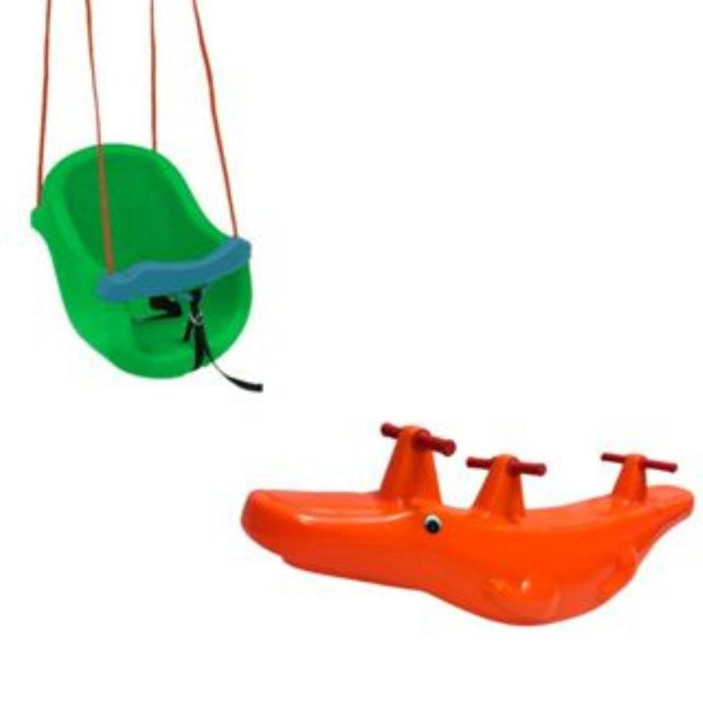 Playground Infantil Crocodilo e Balanço BB – Perfeito para Escolas e Playgrounds