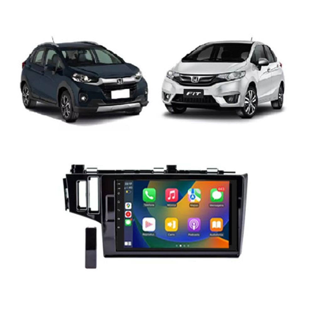 Kit Multimidia New Fit DX LX 15 / 21 Carplay AndroidAuto 9 Pol - Roadstar 908BR