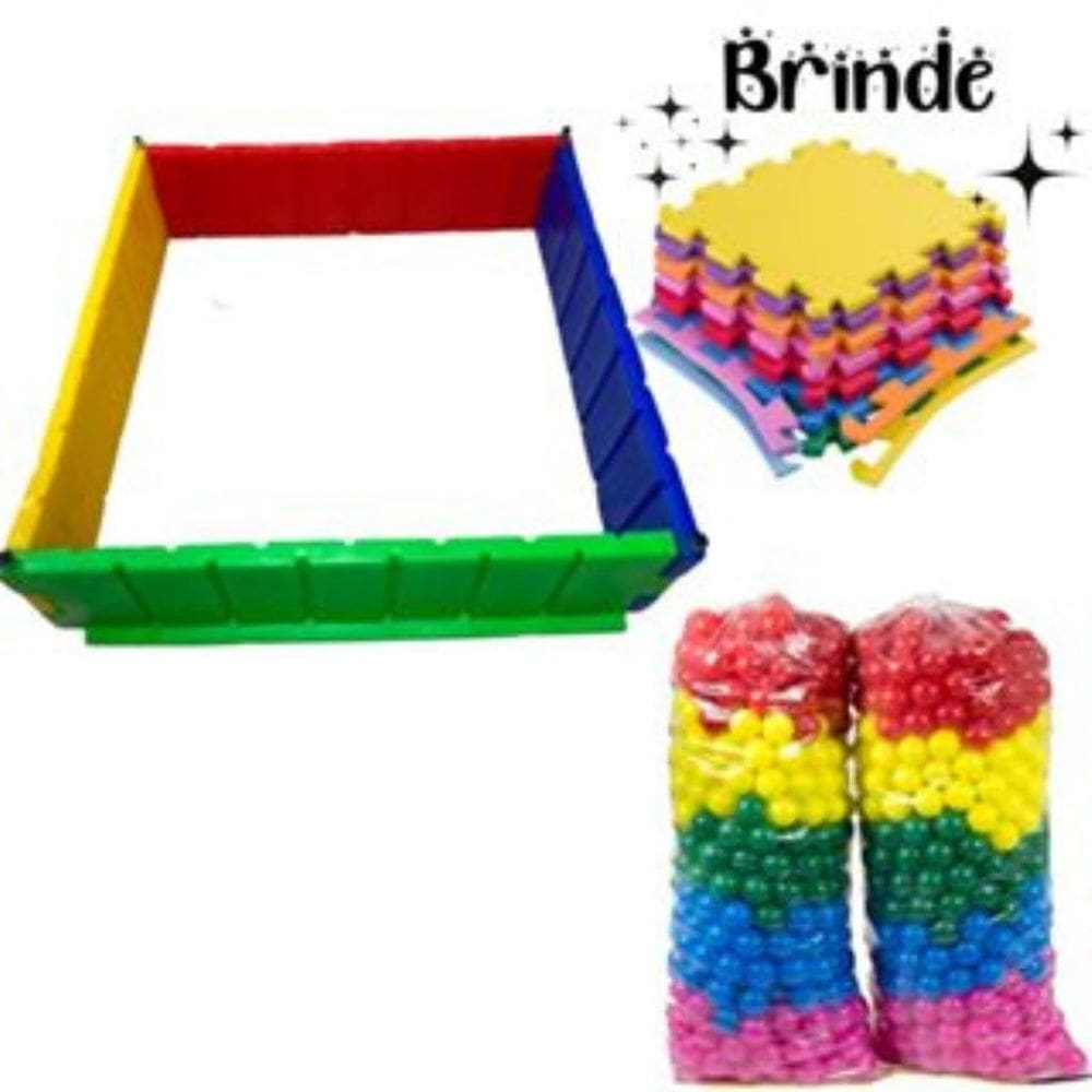 Playground Completo – Cercado 1x1, 4 Tatames e 100 Bolinhas Coloridas