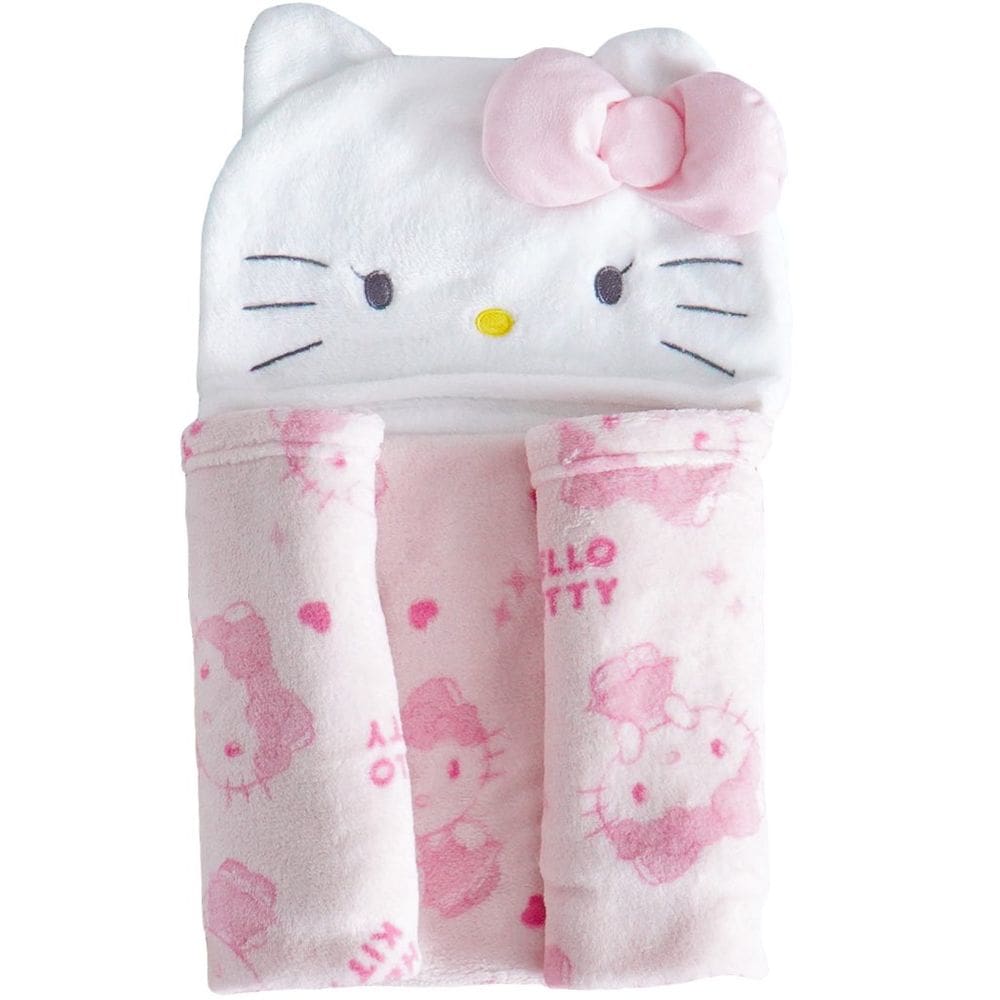 Manta com Capuz Coral Fleece Turma da Hello Kitty 75x90cm