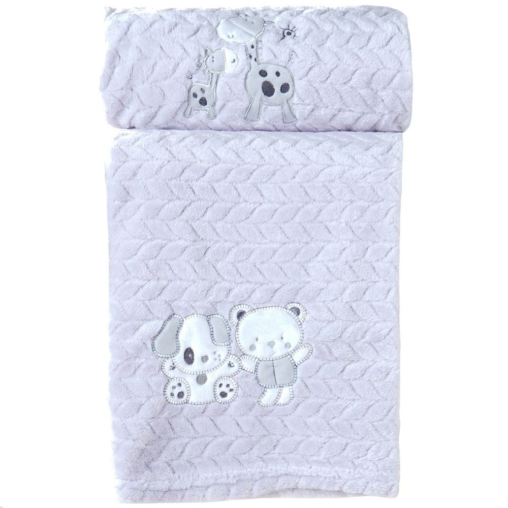 Cobertor Bebê Fluffy 110x90 com Aplique Bordado