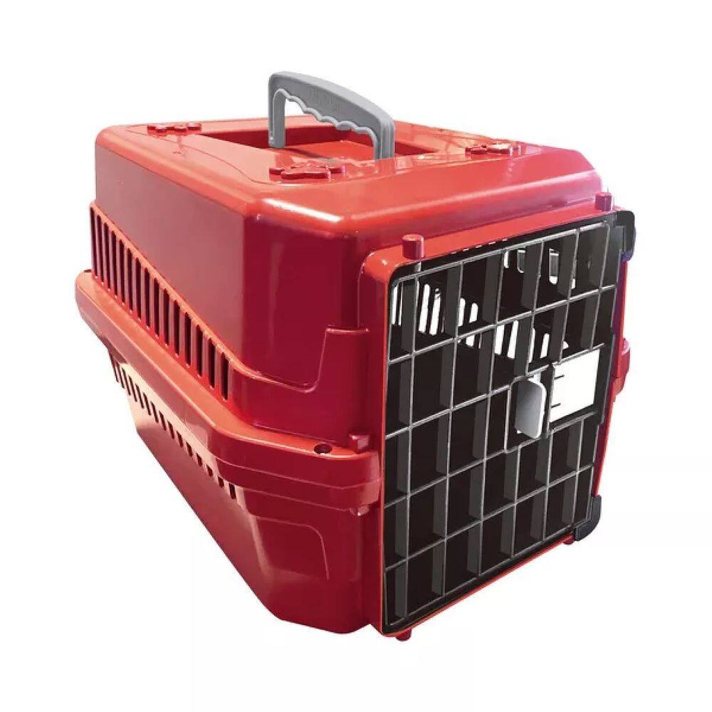 Caixa de Transporte Animais N2 Cachorros e Gatos Vermelho